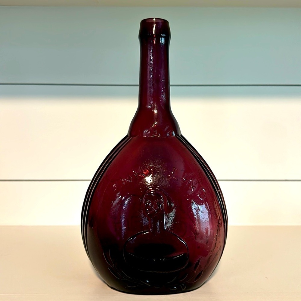 Vintage Jenny Lind 9” Amethyst Bottle Empire Glass Works Purple Glass